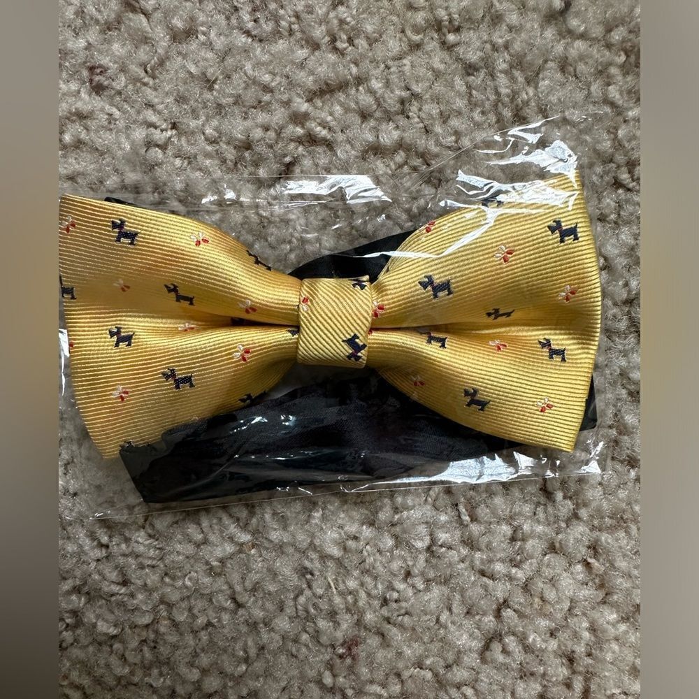 NEW Scottish Terrier Scottie Dog Adjustable Bow Tie Golden Yellow
